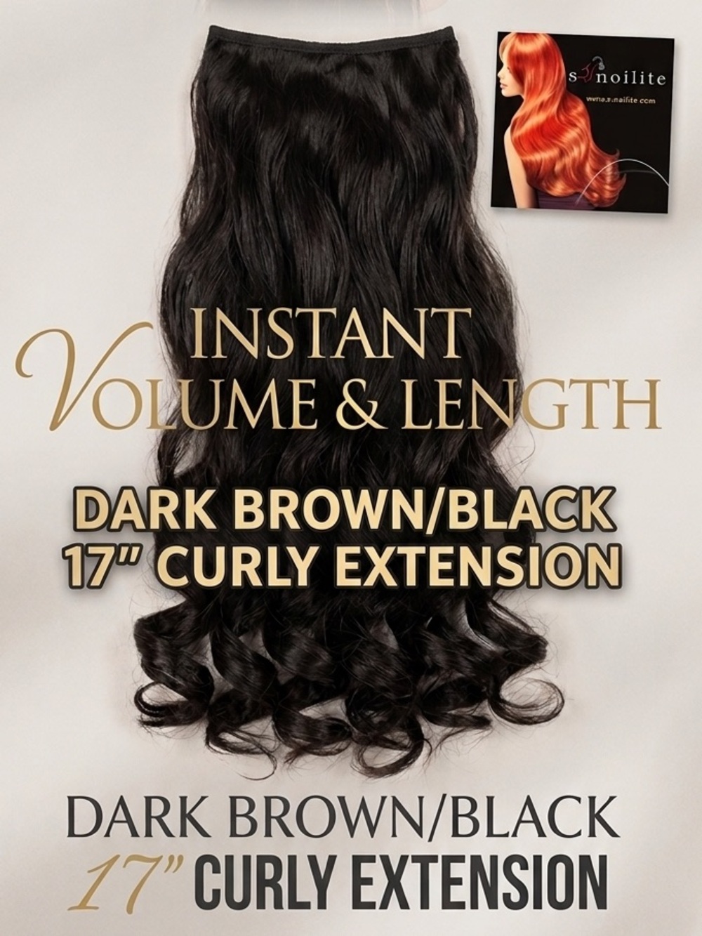 Clip-In Curly Hair Extension Piece - Dark Brown/Black